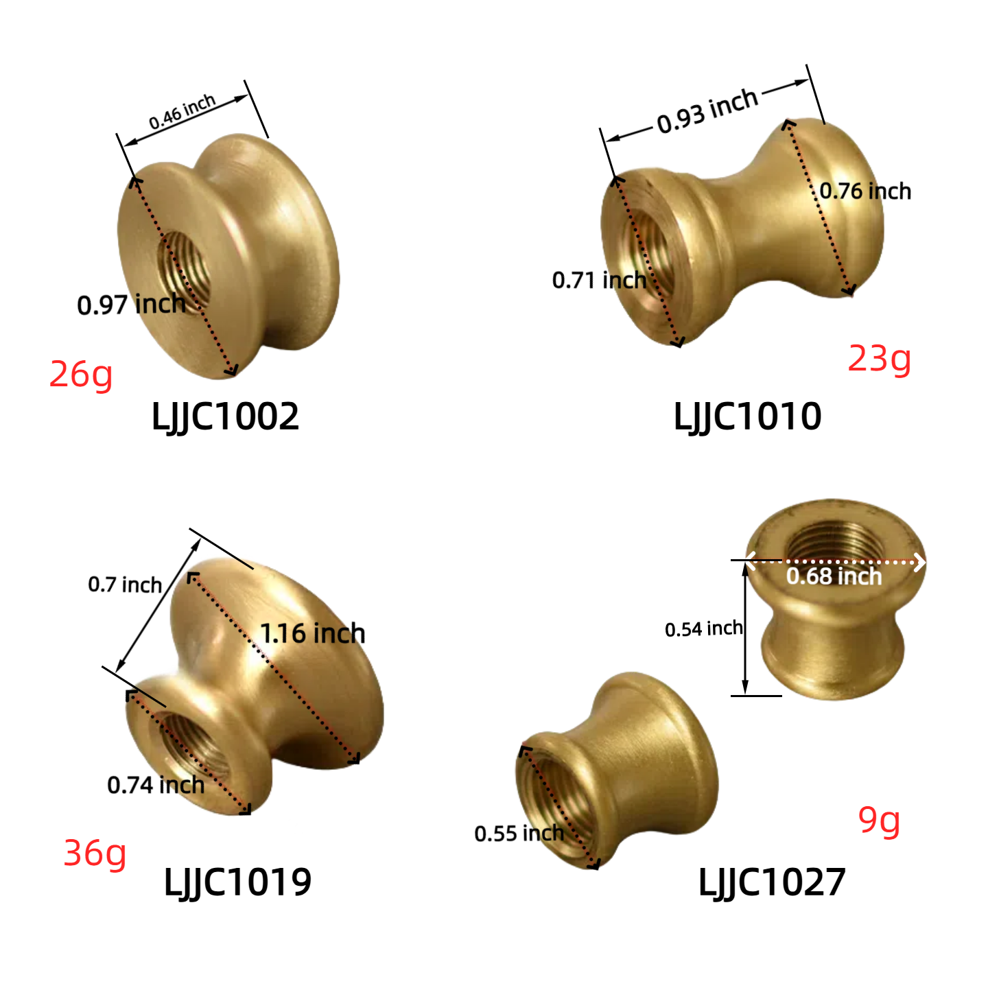 4 - Pack Pulley - shaped Brass Turned Parts for Bohemian Tassel Table & Floor Lamps DIY Assembly (for Indoor Use)