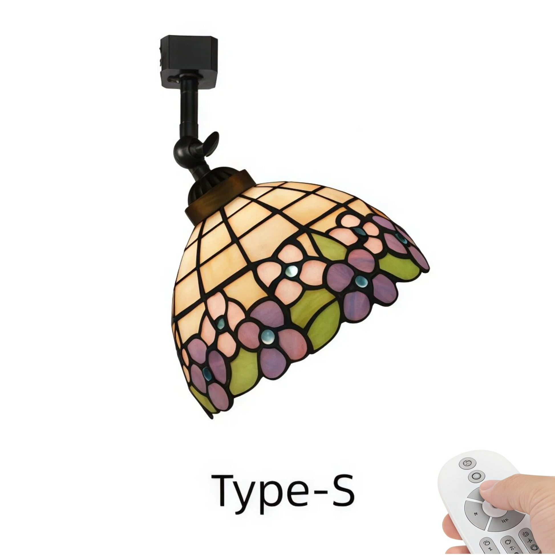 Kiven Dimmable H-Type Track Head Lighting Adjustable Angle Tiffany Ceiling Light Colorful Dragonfly Glass Shade Handmade Track Light Fixture for Gallery Mirror Front(No Track)