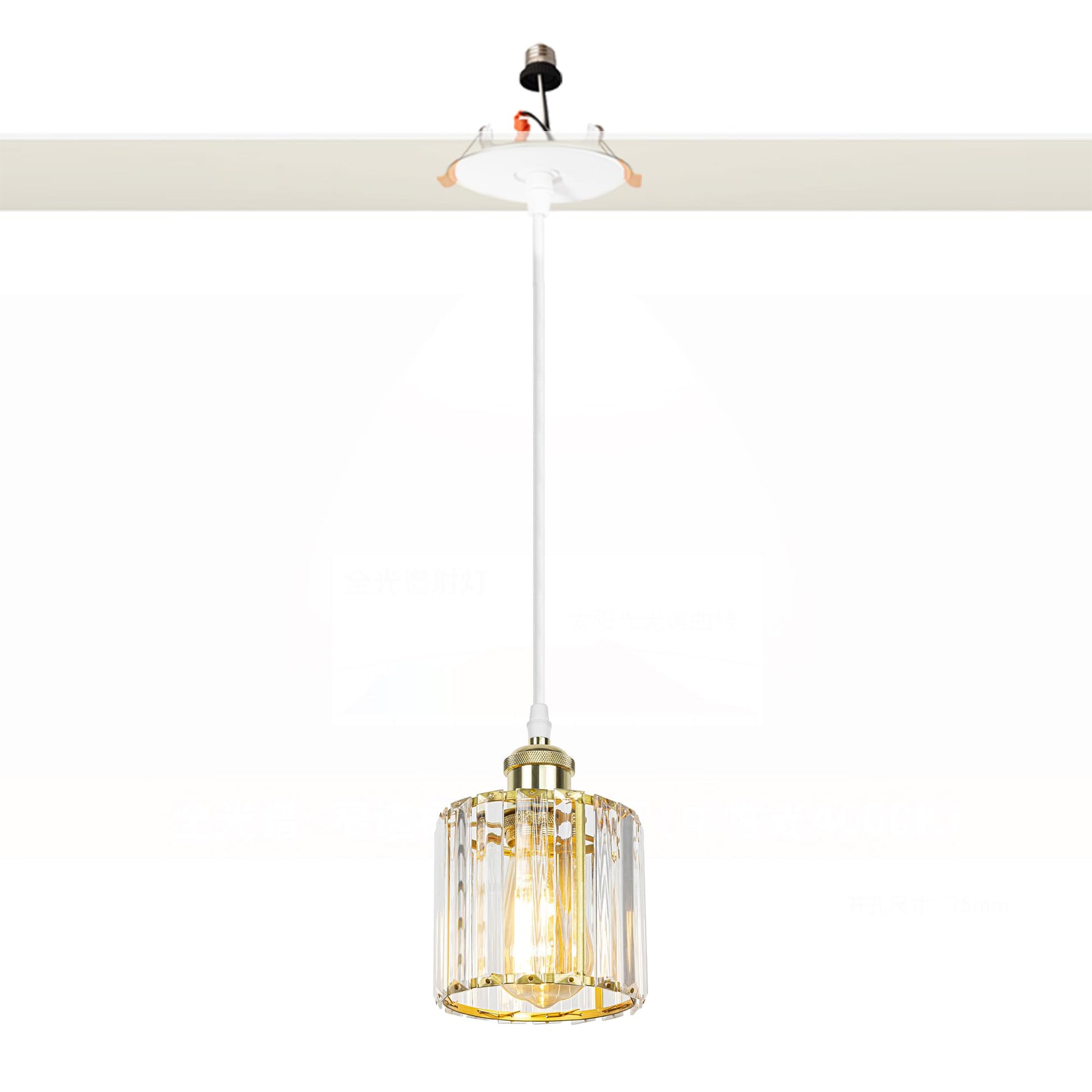 Kiven Can Lights Retrofit Recessed Lighting with E26 Power Outlet Adapter, 4/5/6 Inch 3-Light Replacement Conversion Kit, Farmhouse Crystal Pendant Lighting for Bedroom Hallway Kitchen, Black Finish