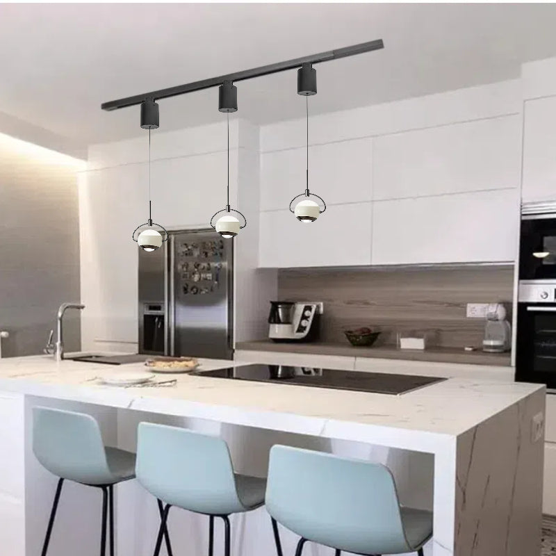 Kiven L-Type LED Track Lighting, 3-Light Modern L Track Pendant Lights,Dimmable L Track Light Pedant Adjustable Length for Bedroom Kitchen Island Shop,White Finish
