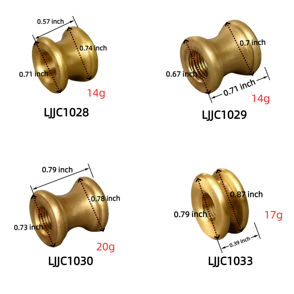 4 - Pack Pulley - shaped Brass Turned Parts for Bohemian Tassel Table & Floor Lamps DIY Assembly (for Indoor Use)