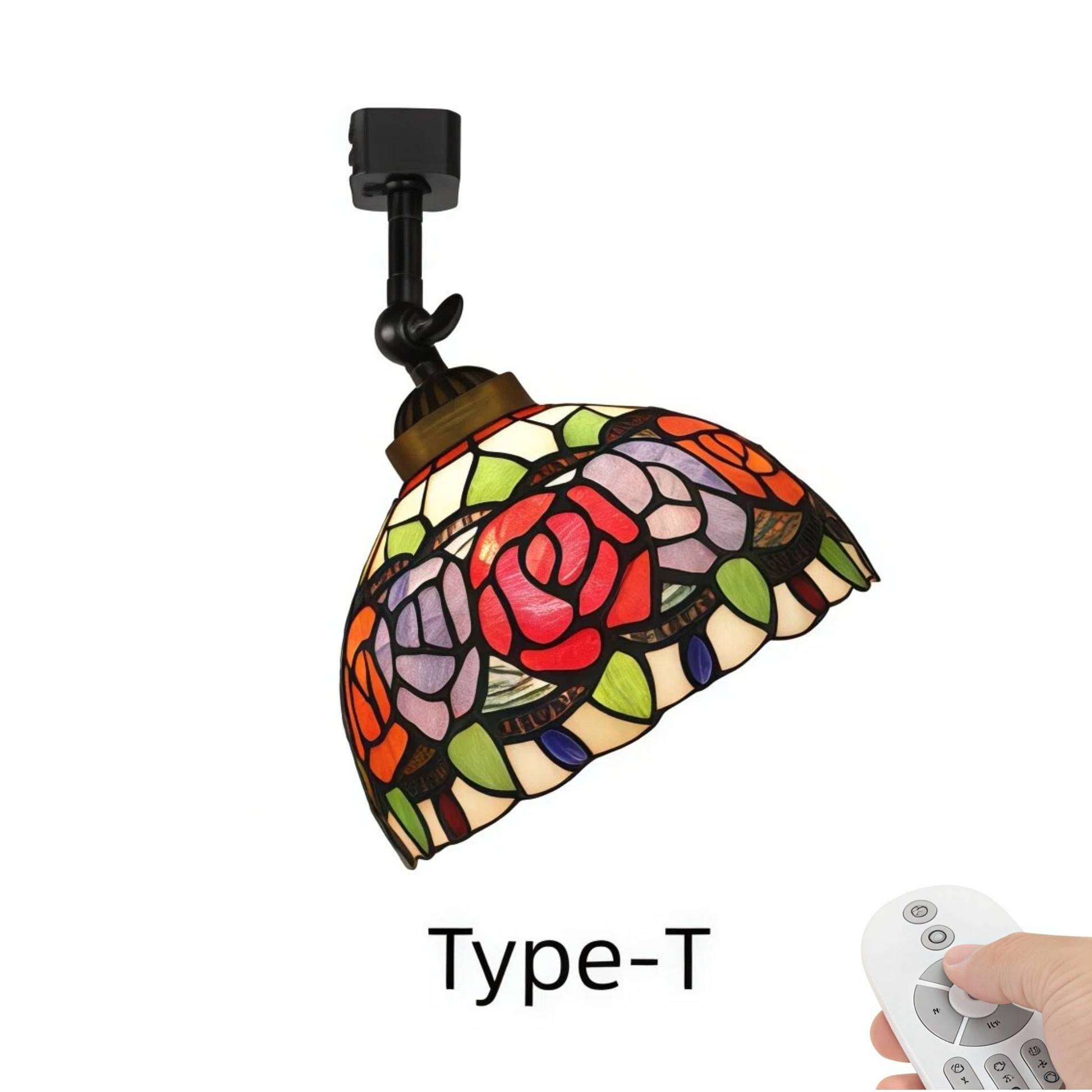 Kiven Dimmable H-Type Track Head Lighting Adjustable Angle Tiffany Ceiling Light Colorful Dragonfly Glass Shade Handmade Track Light Fixture for Gallery Mirror Front(No Track)