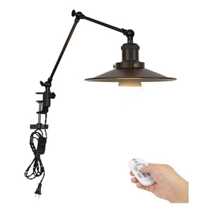 Black Kiven Plug-in Desk Lamp with flexible arm, remote control, metal material, dimmable