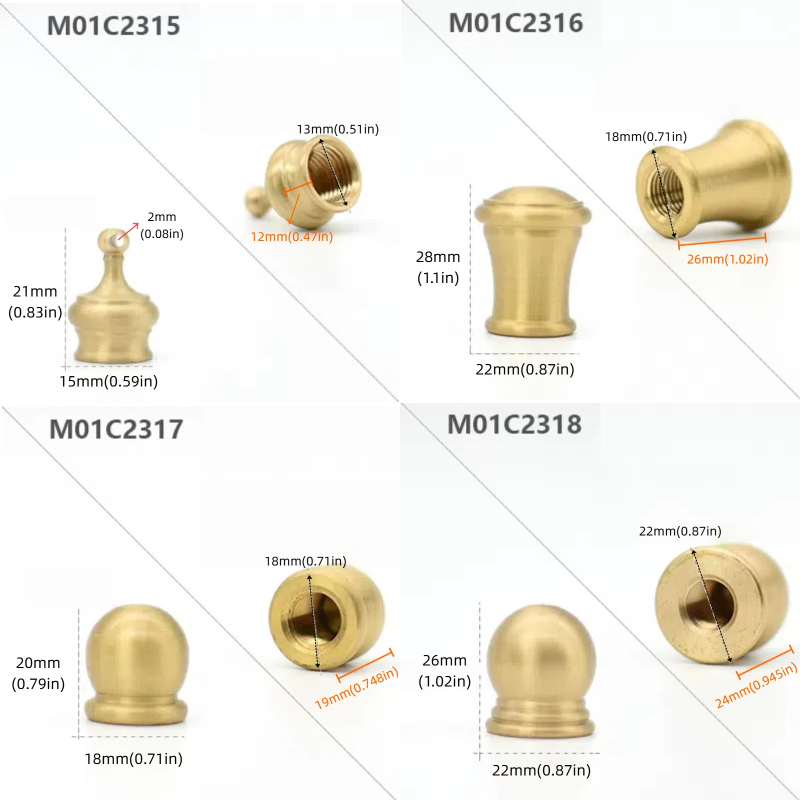 4-Pack DIY Table Lamp Horn Frame Accessories: All - Copper M10 Female Thread Ceiling Plate, Nipple Nut & Fixed Cap