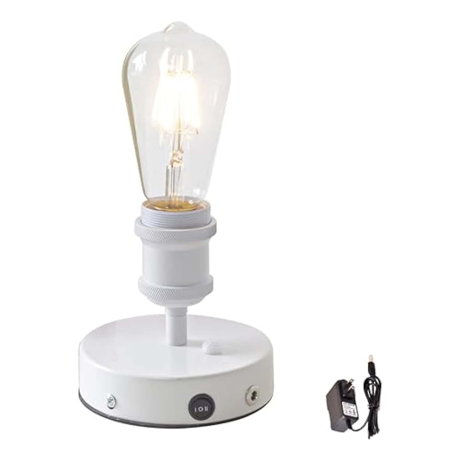 Kiven Operated Motion Sensor Table Lamp, Auto ON/Off Battery Operated Nightstand Lamp, Rechargeable 2700K/Warm White LED Bedside Lamp for Restaurant Bedroom Bars Kitchen Shelf Home Decor White