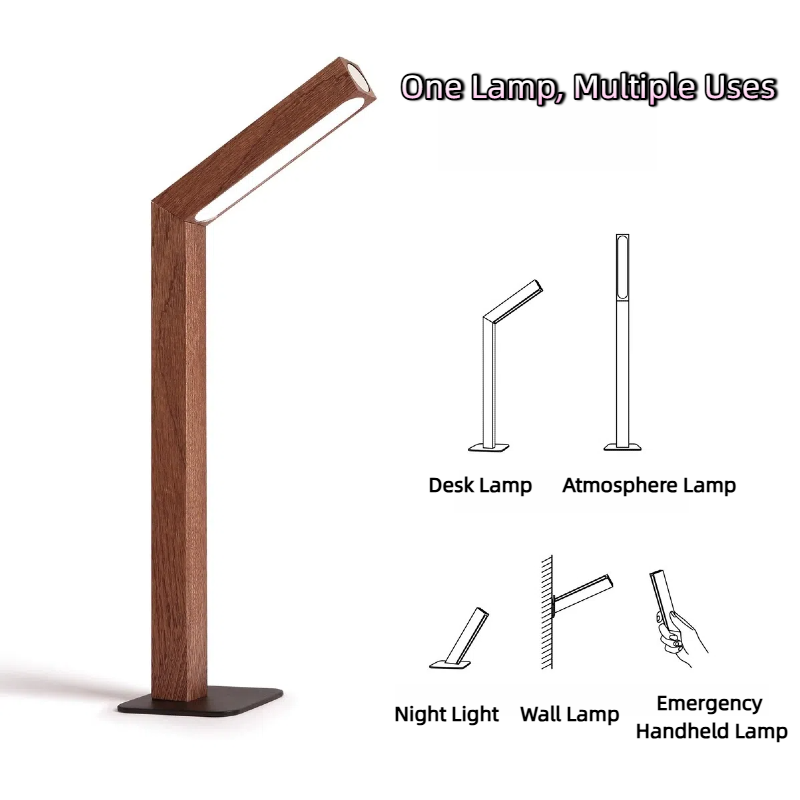 Kiven Nordic Minimalist Wooden LED Desk Lamp: Dimmable Eye-Caring Night Light for Bedroom & Bedside, Rotatable & Simple Design
