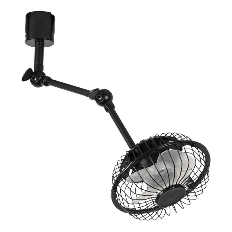 H Track Mounted Ceiling Black Fan Adjustable Angle 16.1 Inches Height For Home Indoors Plants Growing