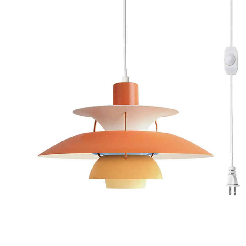 Kiven Plug in Pendant Light, Modern Hanging Light with Remote Control and 15FT Plug-in Cord, Dimmable Ceiling Pendant Light for Bedroom Hallway Foyer Kitchen Island, Orange Finish
