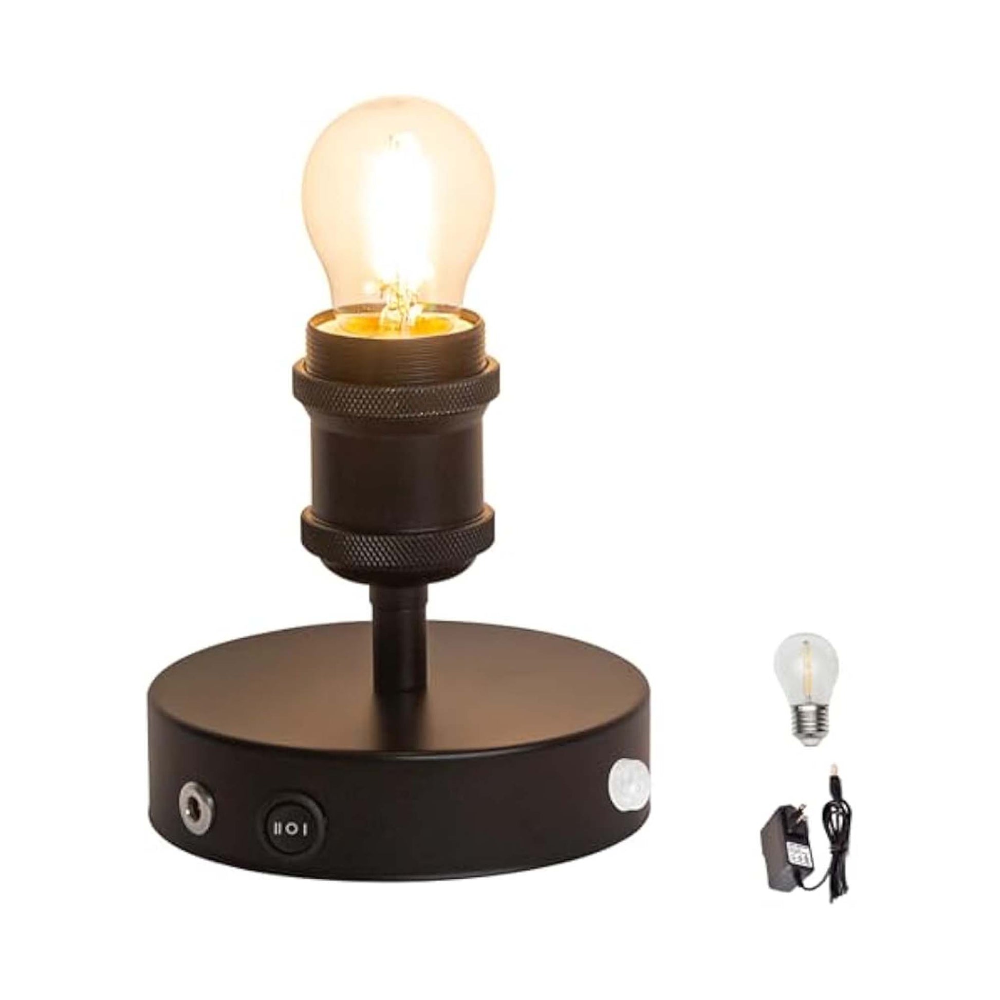 Kiven Operated Motion Sensor Table Lamp, Auto ON/Off Battery Operated Nightstand Lamp, Rechargeable 2700K/Warm White LED Bedside Lamp for Restaurant Bedroom Bars Kitchen Shelf Home Decor Black