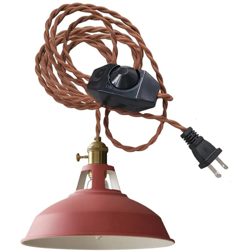 Kiven Iron Pendant Light with 15ft Plug-in UL On/Off Dimmer Switch Cord Ice Ocean Lampshade Light Twist Switch Fixtures Nordic Minimalist Loft Style for Dining Room Bulbs Not Included