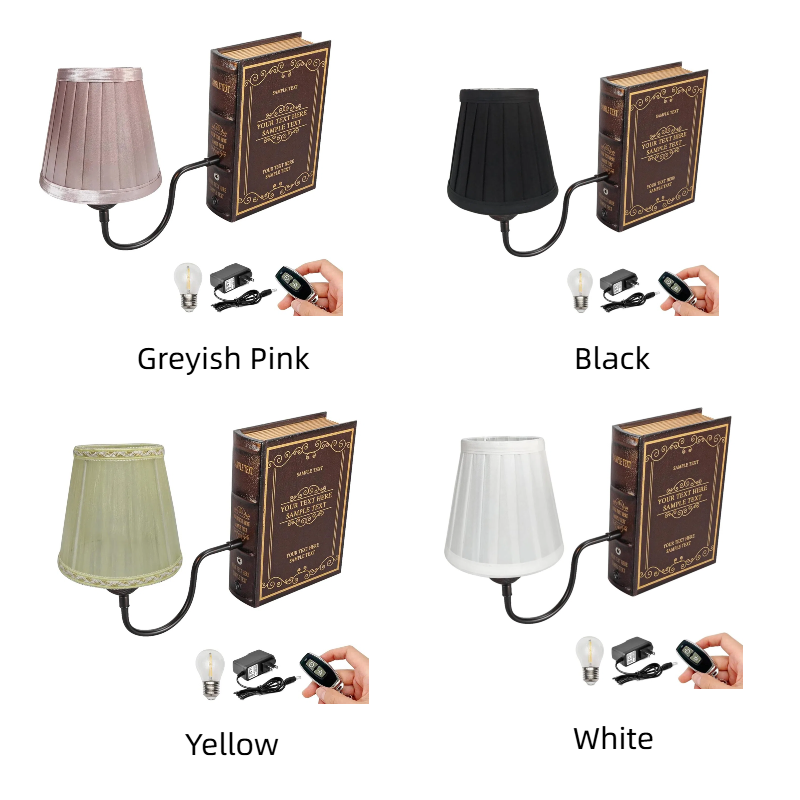 Kiven Cordless Bookshelf Lamp, Set of 2 Rechargeable Bookcase Lighting with Pink Fabric Lampshade, Farmhouse Decorative Bookend, Cordless Table Lamp for Bedside Bookshelf Home Decor