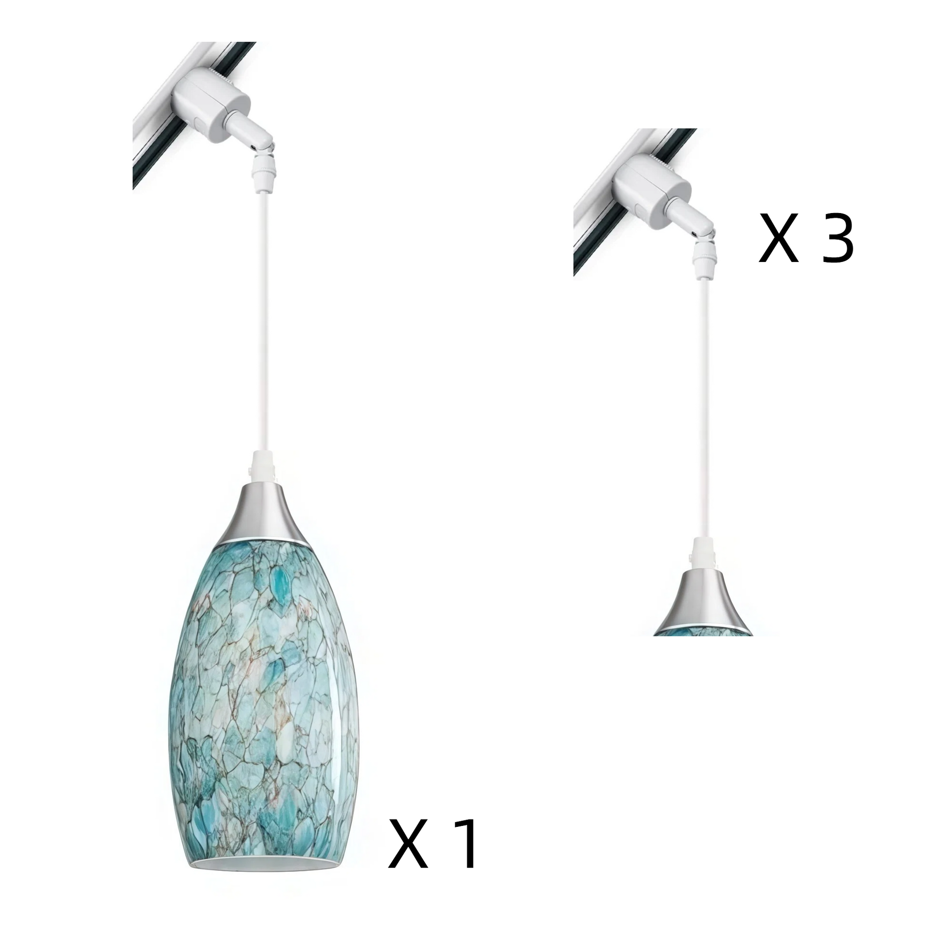 Kiven Nordic Marble Glass H Track Pendant Lights,Elevate Your Space,3-Lights(Bulb Not Included)