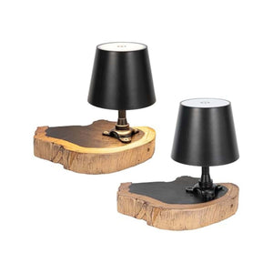 Kiven Cordless Table Lamp, set of 2 bedside lamps with black shades and wooden base, perfect for home decor