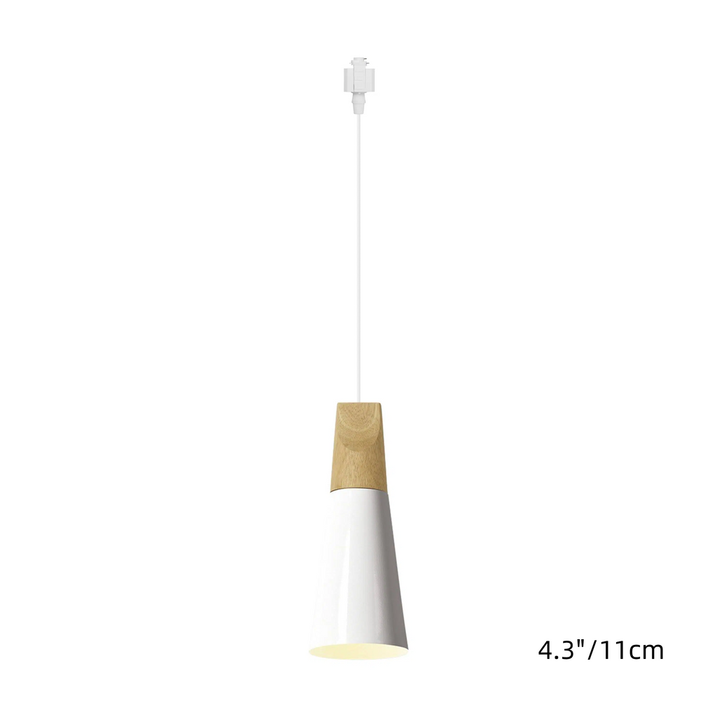 H-Type Track Pendant Lighting White Scandinavian Style Pendant Lights for Kitchen, Dining Room, Bedroom Modern Wood and Aluminum Light(Bulb & Track Rail NOT included)
