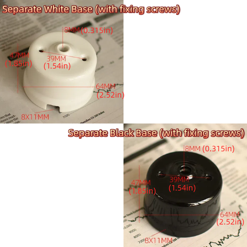2-Pack Vintage Ceramic Ceiling Canopy: Round Base for Edison LOFT Single - Head Mini Pendant Lights, Creative Antique Ceramic Plate