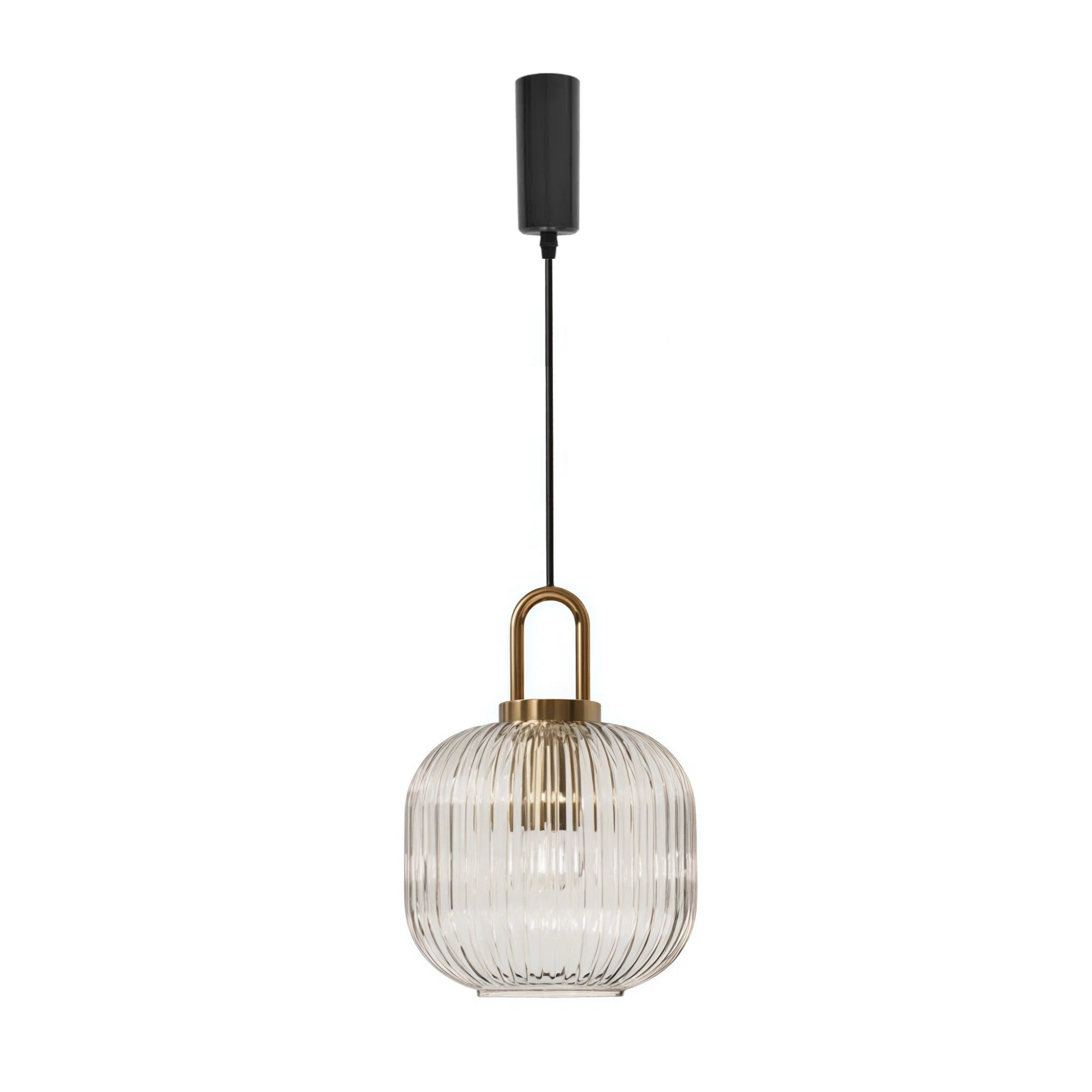 Kiven Vintage Industrial H Type Pendant Light with Clear Ribbed Glass Shade and U-Shape Handle, for Kitchen Island & Bar
