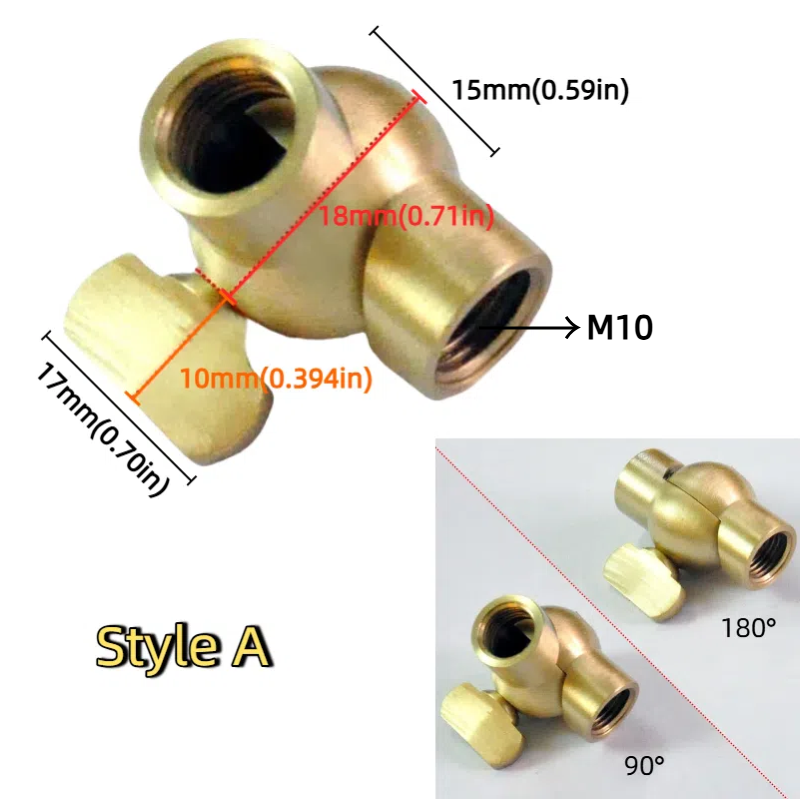 4-Pack Pure Copper M10 Female Thread Swivel Adapter: Brass Universal Joint for Table Lamp, Wall Lamp Head & Shade Adjustment