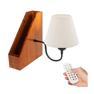 Kiven Cordless Bookshelf Lamp, wood bookshelf with LED light, adjustable colors, controlled by remote