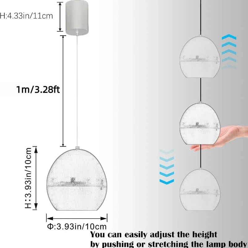 Kiven 7W Zoomable Track Pendant Light H-Type Retractable Lift Droplight with Aluminum Globe Shade Focusable Spotlight Indoor Island Light Adjustable Length Lamp for Decor,Black - 3 Pack