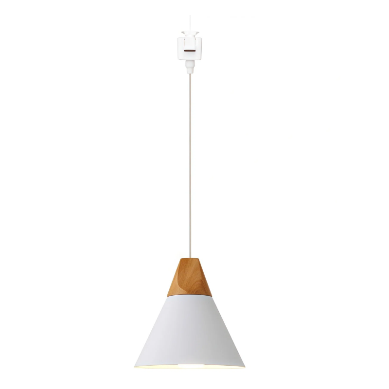 H-Type Track Pendant Lighting White Scandinavian Style Pendant Lights for Kitchen, Dining Room, Bedroom Modern Wood and Aluminum Light(Bulb & Track Rail NOT included)