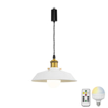 Load image into Gallery viewer, Rechargeable Battery Adjustable Cord Pendant Light Matt Gold Base With Metal Shade Smart LED Bulbs with Remote Retro Design