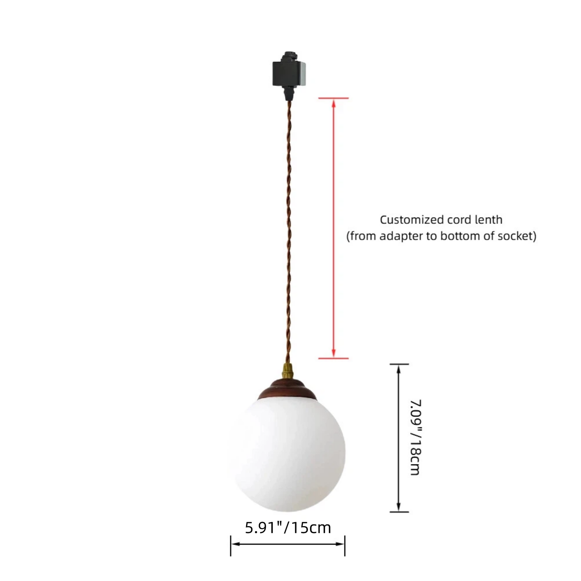 Kiven H-Type Track Lighting Pendants Antique and Meridian Style Dimmable White Frosted Glass Shade Globe Shape E26 Socket Restaurant Kitchen Centerpiece  Customizable(Bulbs Not Included.)