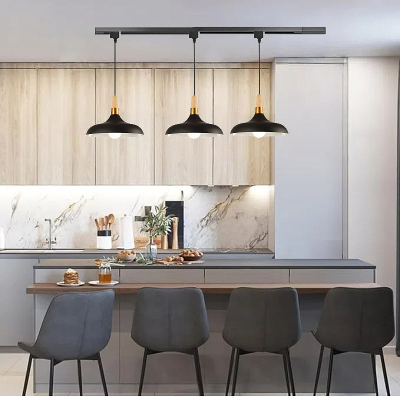 Kiven J-Type Track Light Pendants 4.9 Ft for Macaron Black Customizable Track Lighting Juno Pendant Light Fixtures Nordic Simple Minimalist Style for Living Room
