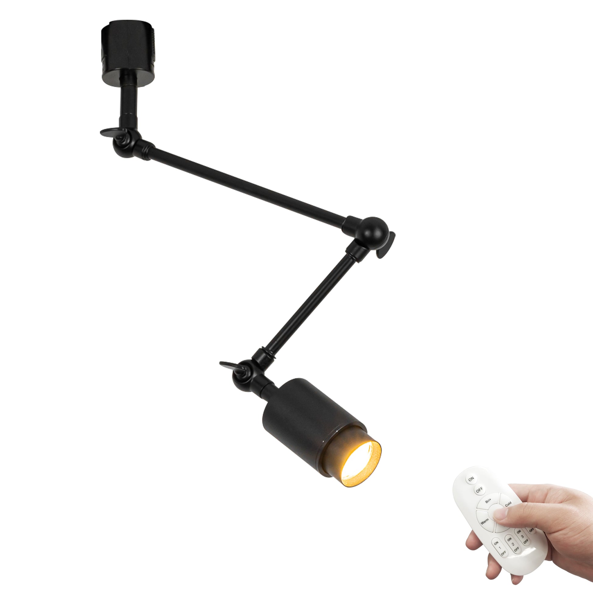 Modern Adjustable Extension Arm Track Light with Kiven Remote - Dimmable & Color Changing (3000K-6500K), Swing Arm Spotlights for Kitchen, Gallery & Cafe, 1/3 PCS