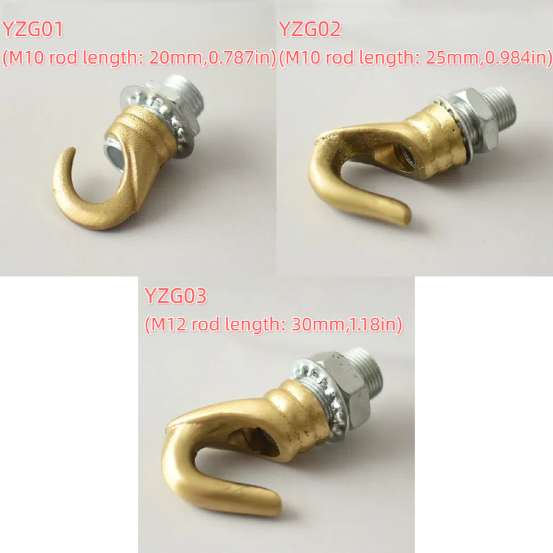 4-Pack Vintage LOFT Lighting Hardware: M10/M12 Fine Thread Brass Open Hooks – Full-Connection Ceiling & Pendant Lamp Hooks