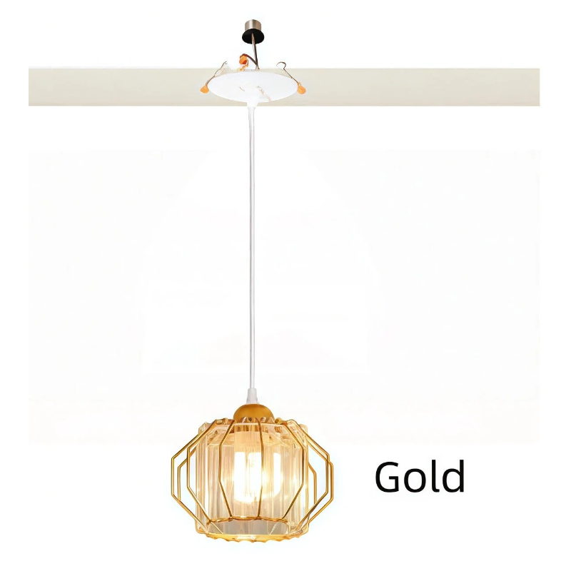 Kiven Can Lights Retrofit Recessed Lighting with E26 Power Outlet Adapter, Replacement Conversion Kit for 2-3.5in Holes, Modern Crystal Pendant Lighting for Kitchen Living Room Hallway Silver XDD363