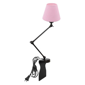 Kiven Headboard Reading Lamp, pink lampshade and black adjustable arm, vintage bedside lamp for reading.