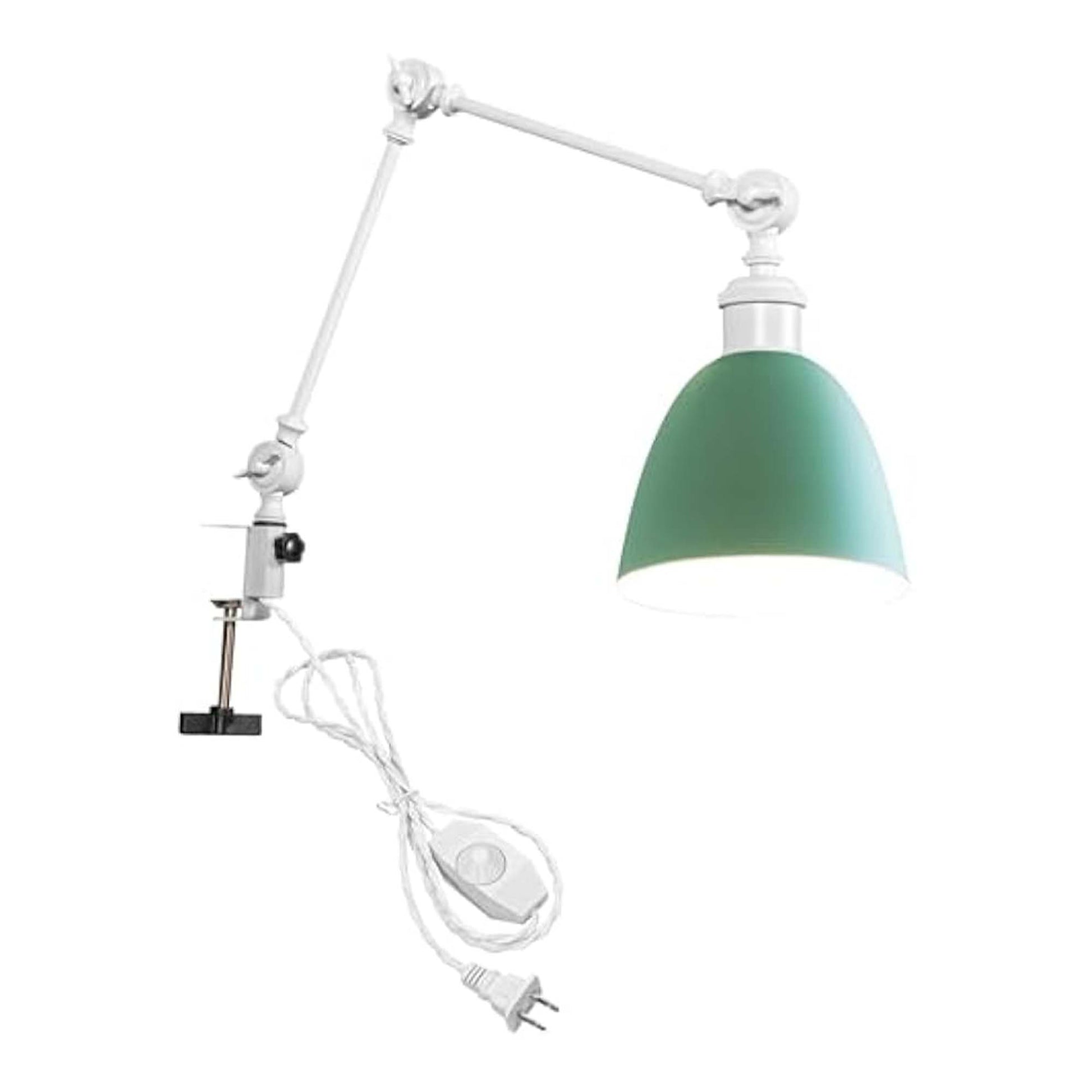 Kiven Dimmable Clip-on Desk Lamp, 1-Light Iron Modern Nightstand Lamp with Flexible Swing Arm, 8.2FT Plug in Cord, Decorative Clamp Lamp for Office Home Bookshelf Bedside E26 Sokcet,Green