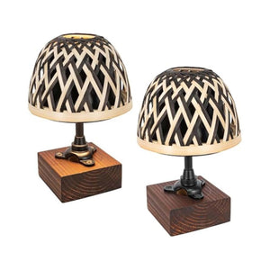 Kiven cordless table lamps, set of 2, featuring wood and rattan shades, dimmable, perfect for bedside or home decor.