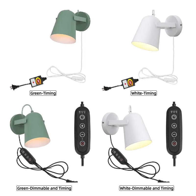 Kiven Plug-in Wall Sconce Lamps Lighting Fixture with in-line Cord Toggle Switch,Green Macaron Wall lamp with Frosted Paint Body Bedside lamp Bathroom Vanity Lights