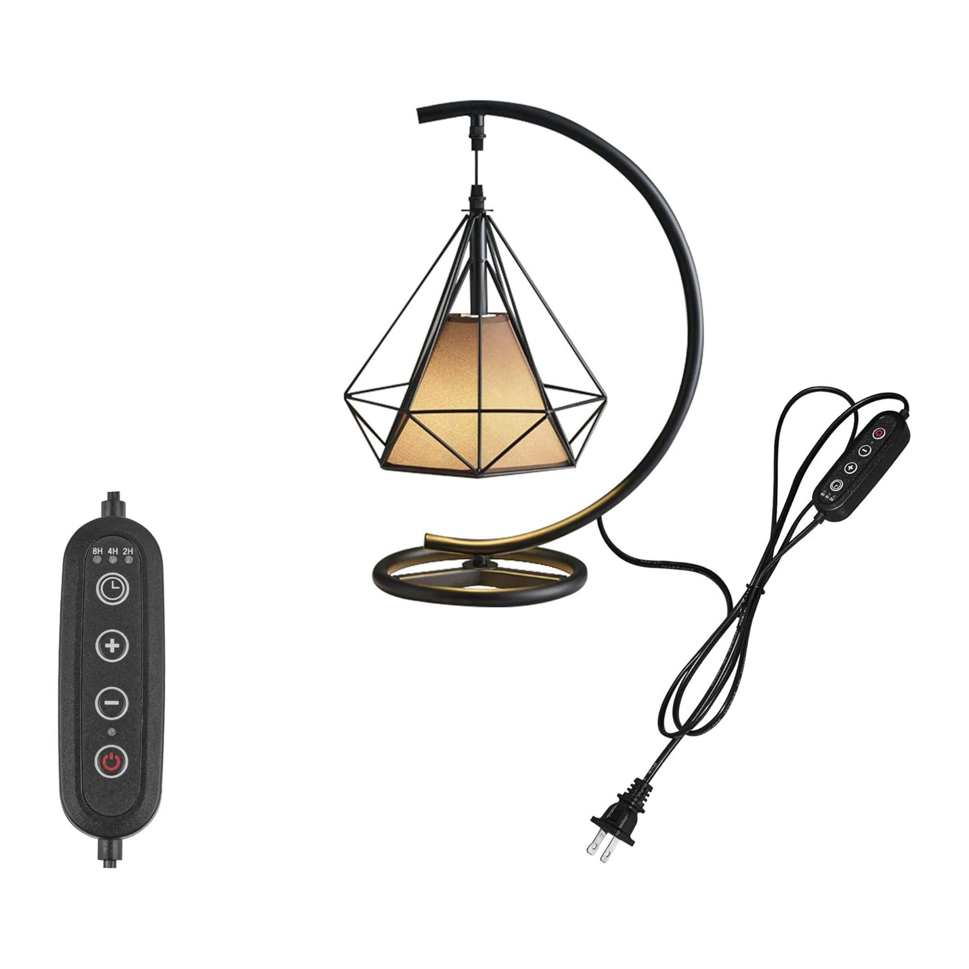 Kiven Modern Plug in Table Lamp, Dimmable Desk Lamp with Brown Fabric Lampshade,Black Finish Nightstand Lamp Plug in with Timing Setting for Reading Living Room Office Studio