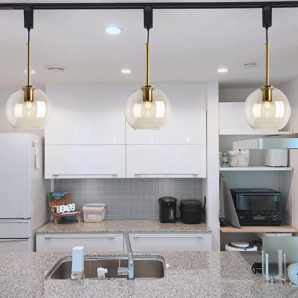 Track Pendant Lighting Modern H Track Lighting Heads Adjustable Height Decorate for Kitchen, Dining Room,loft aisle bar Glass Globe (Bulb & Track Rail NOT included)