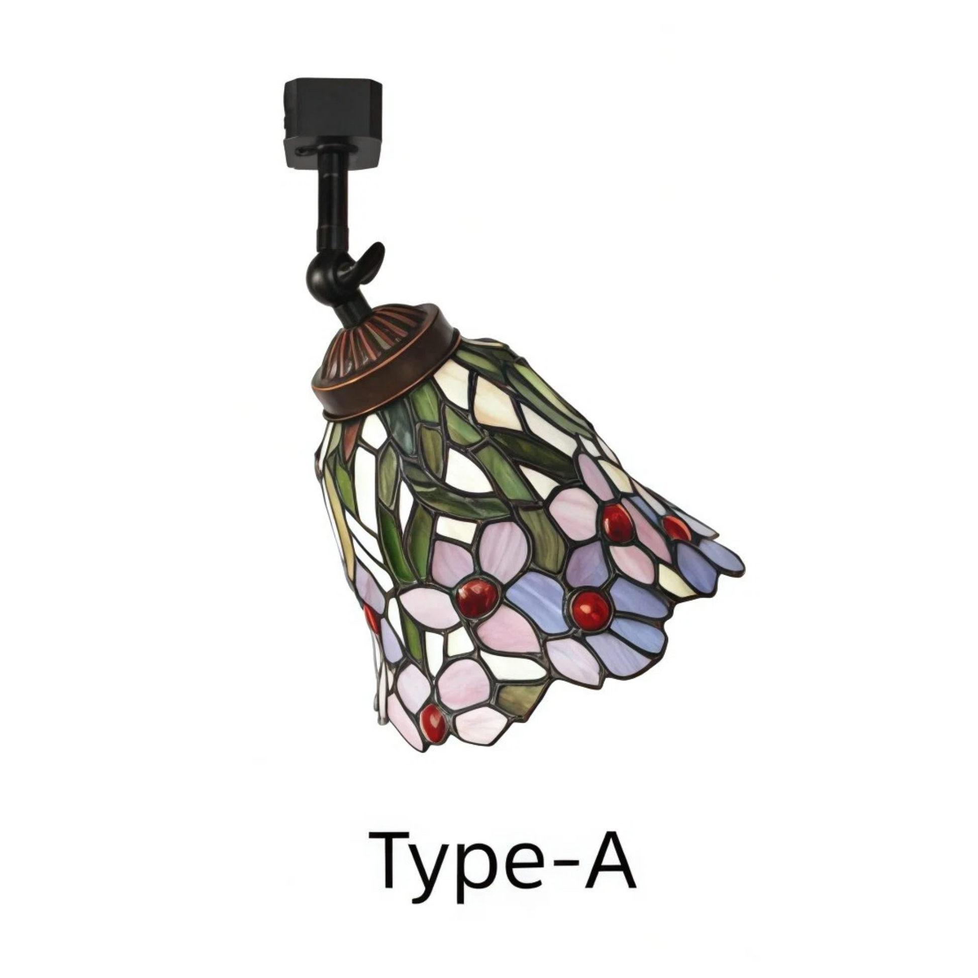 Kiven Dimmable H-Type Track Head Lighting Adjustable Angle Tiffany Ceiling Light Colorful Dragonfly Glass Shade Handmade Track Light Fixture for Gallery Mirror Front(No Track)