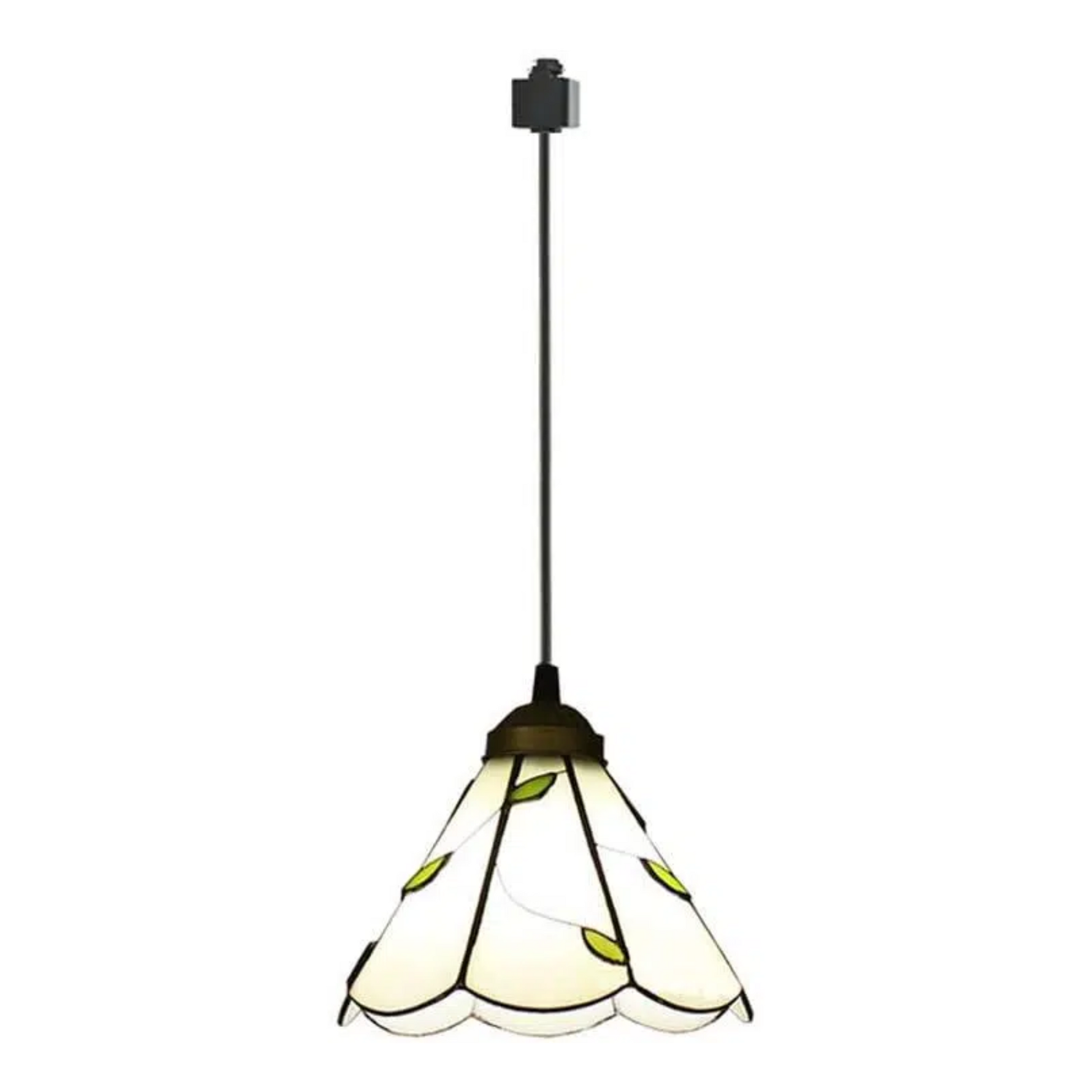 Tiffany retro glass shade pendant light with leaf design, vintage track lighting for dining room or kitchen