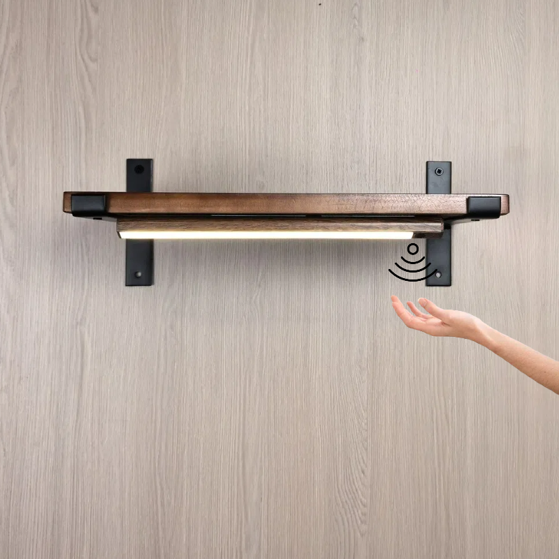 Touchless sensor light with shelf, bedside stand, and bathroom storage. No switch, gesture control