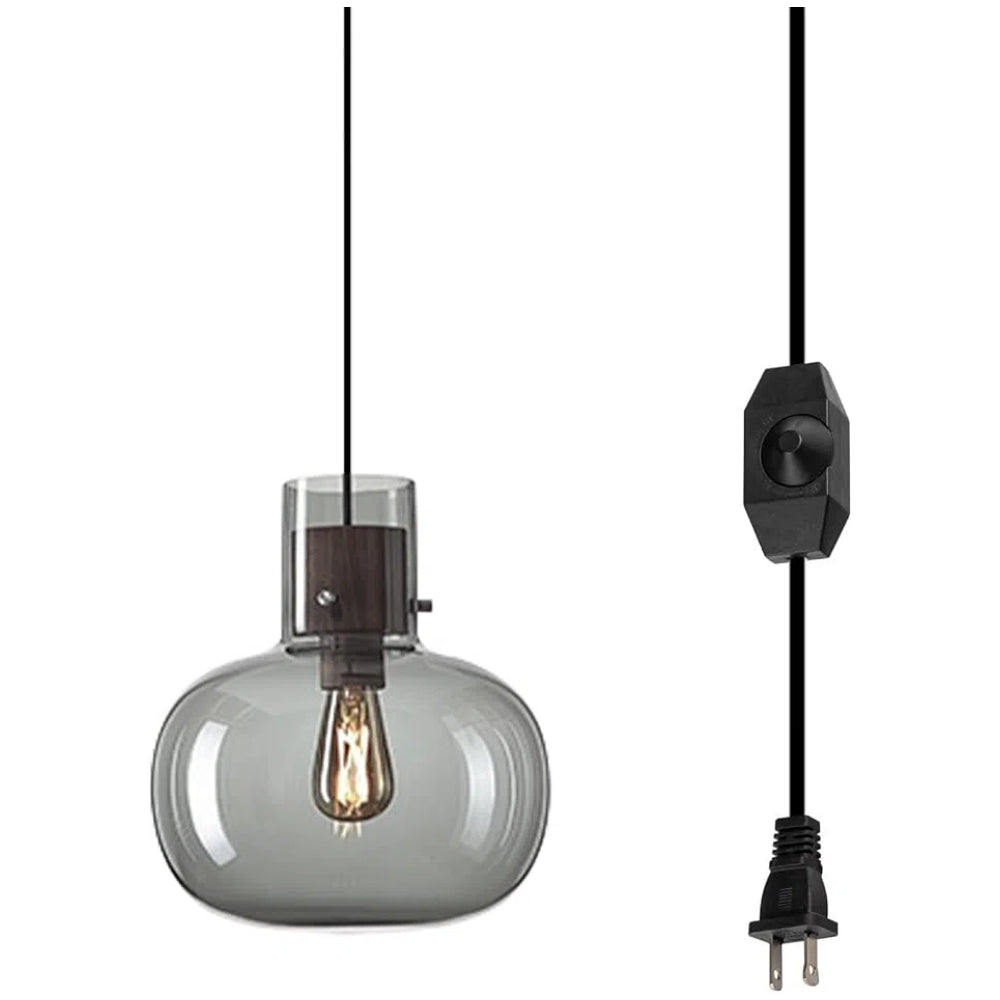 Kiven Pendant Light Equipped with Dimmable Lighting Wire（177.16 inches）,E26 1-Light Modern Simple Creative Glass Scandinavia Chandelier for Hotel Bar Restaurant-Smoky Grey(Bulb Not Included)