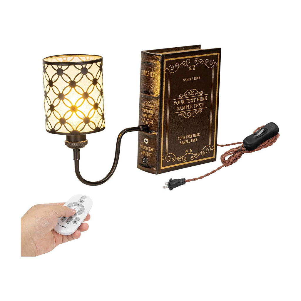 Kiven Plug-in Table Lamps, 1-Light Industrial Bookshelf Lamp with Remote Control, Farmhouse Decorative Bookend, Plug in Book Lamp for Office Home Decor Bedside Bookcase DZ0473