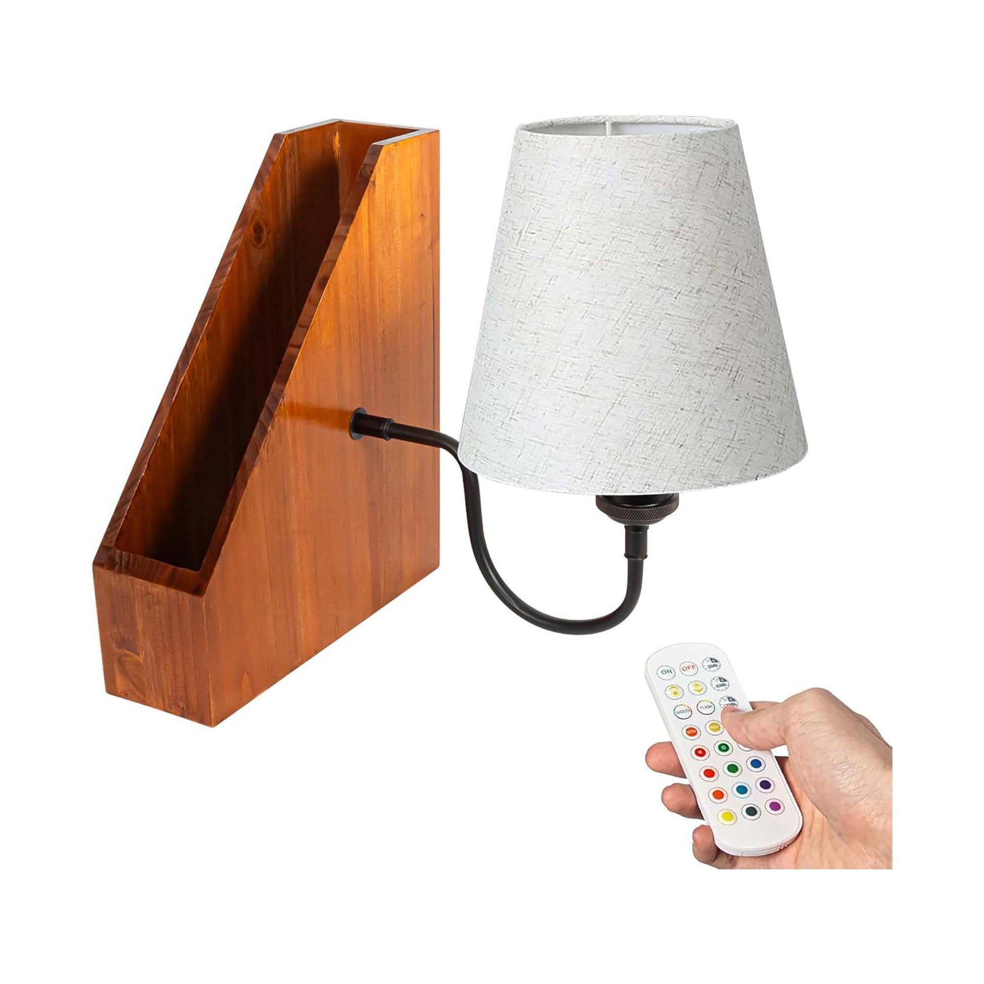 Kiven Cordless Bookshelf Lamp, Rechargeable Bookcase Lighting,Farmhouse Decorative Nightstand Storage Box with LED Light, Cordless Table Lamp for Bedside Bookshelf Cabinet DZ0375-YM