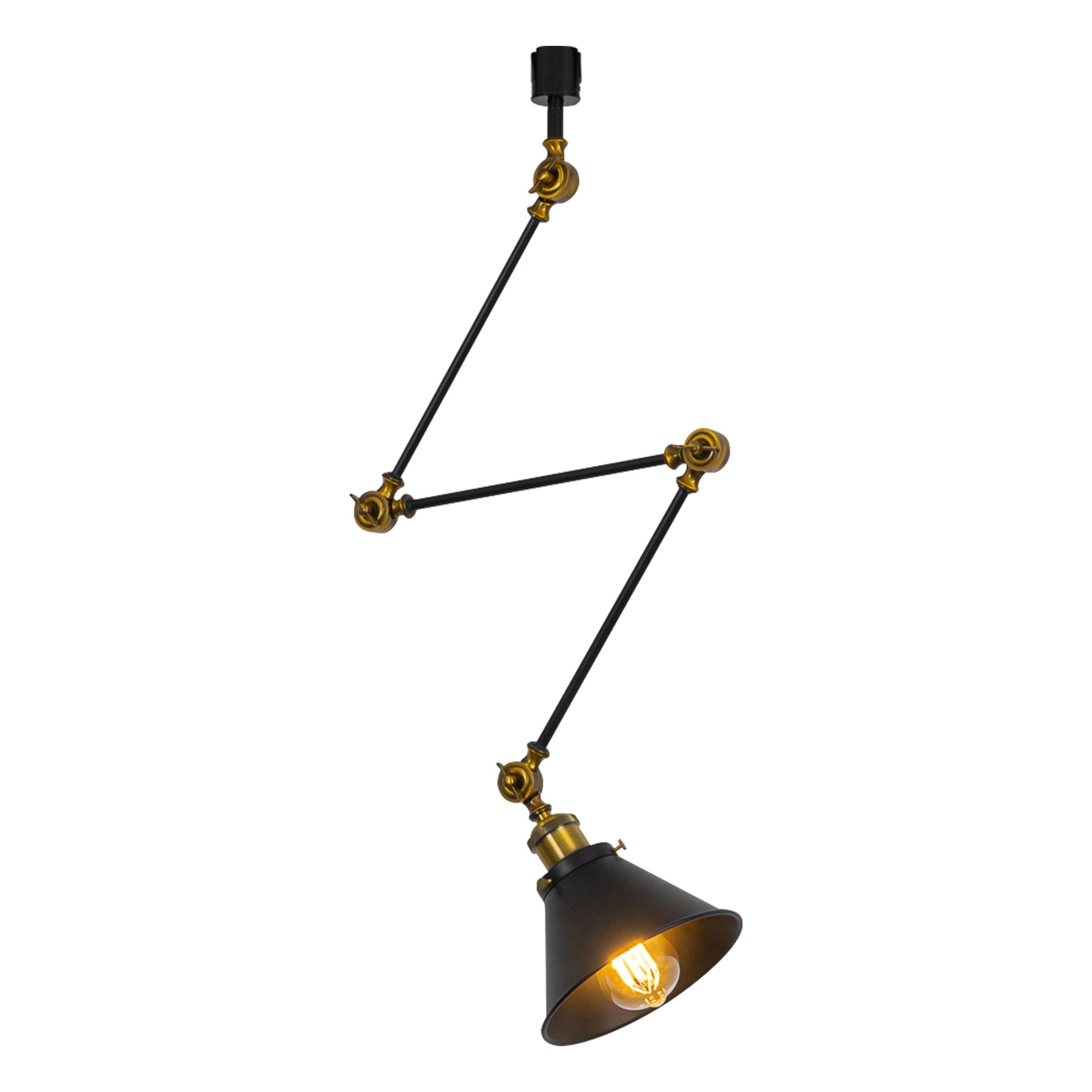 Adjustable Angle Track Lamp, black metal with bronze accents, vintage design, E26 bulb, perfect for directional lighting.