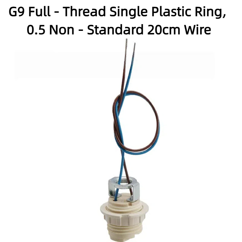 Kiven G9 Full-Thread Smooth Ceramic Lamp Holder with Wire for Chandeliers & Crystal Lights, Aging-Tested, LED Lighting Accessory