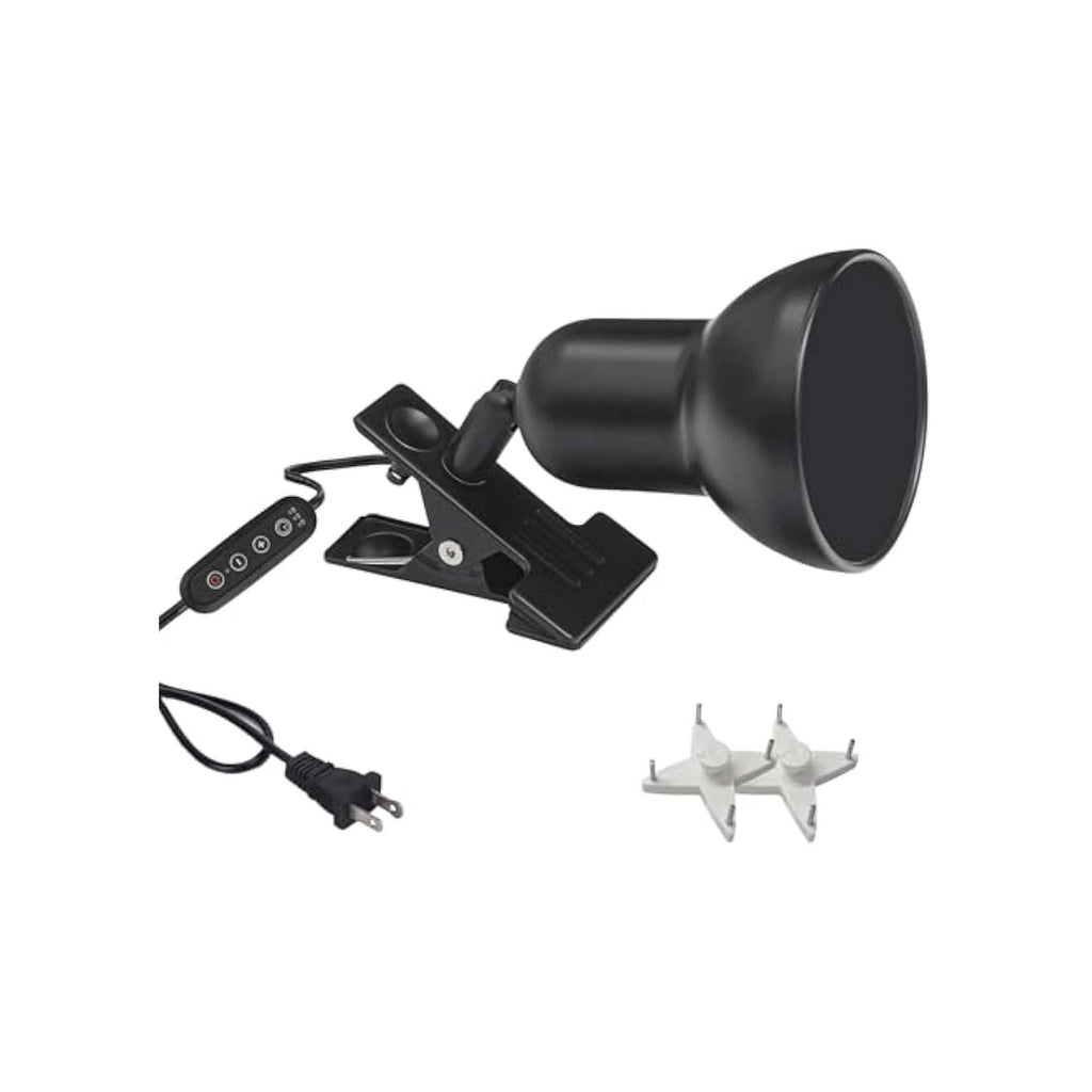 Kiven Clip on Lamp with Clamp Base and Adjustable Light Arm, Dimmable Desk Lamp with Timing Setting for Paintings, Bedside, Reading, E26 Socket(Bulb Not Included),Black Finsh