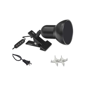 Black Kiven Clip on Lamp with clamp base, dimmable light arm, and timing setting, ideal for bedside, reading, and paintings.