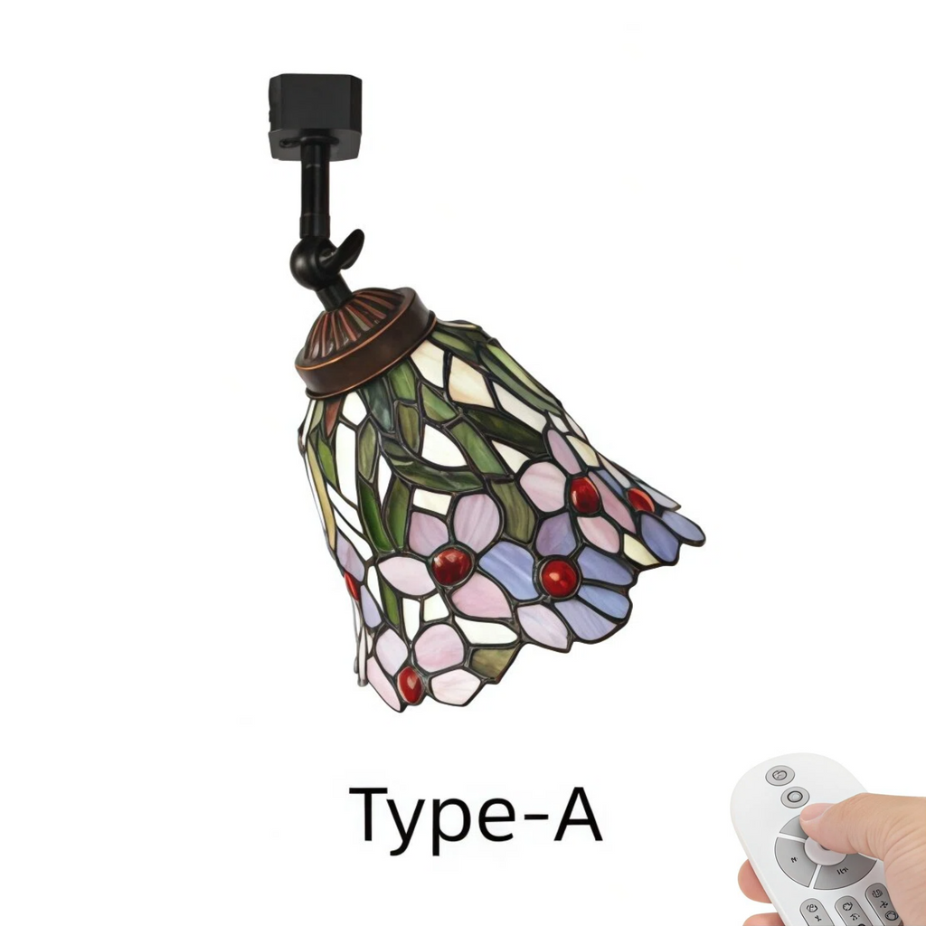 Kiven Dimmable H-Type Track Head Lighting Adjustable Angle Tiffany Ceiling Light Colorful Dragonfly Glass Shade Handmade Track Light Fixture for Gallery Mirror Front(No Track)
