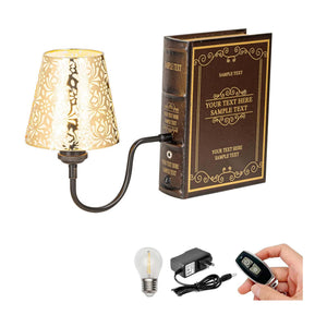 Kiven Cordless Bookshelf Lamp with iron lampshade, and book-shaped base, perfect for bookshelf, decor.