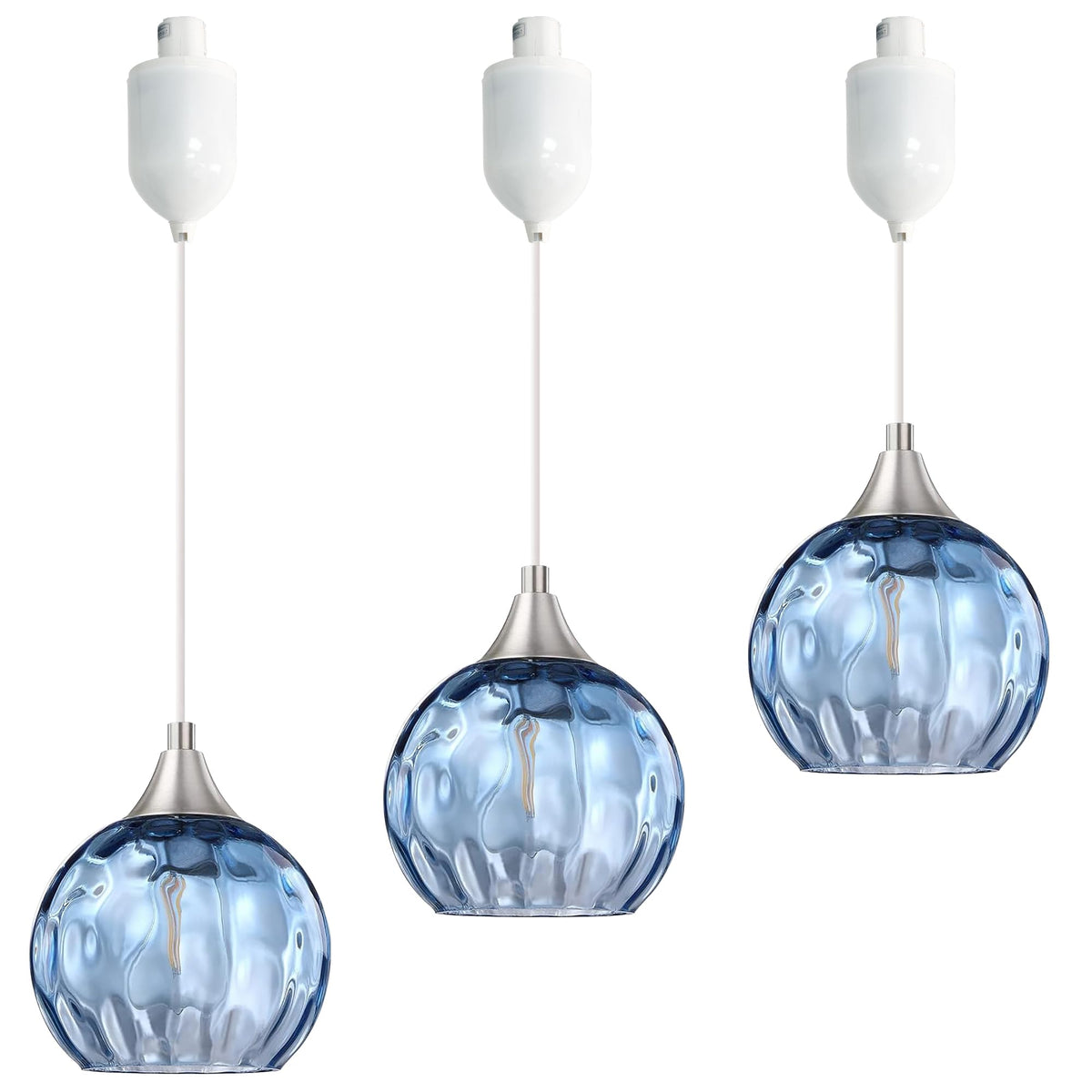 Kiven H-Type Track Lighting Pendants,Modern h Track Pendant Lights with Green Glass Globe,Decorative Track Lighting Fixture Adjustable Height for Kitchen Hallway Restaurant Shop