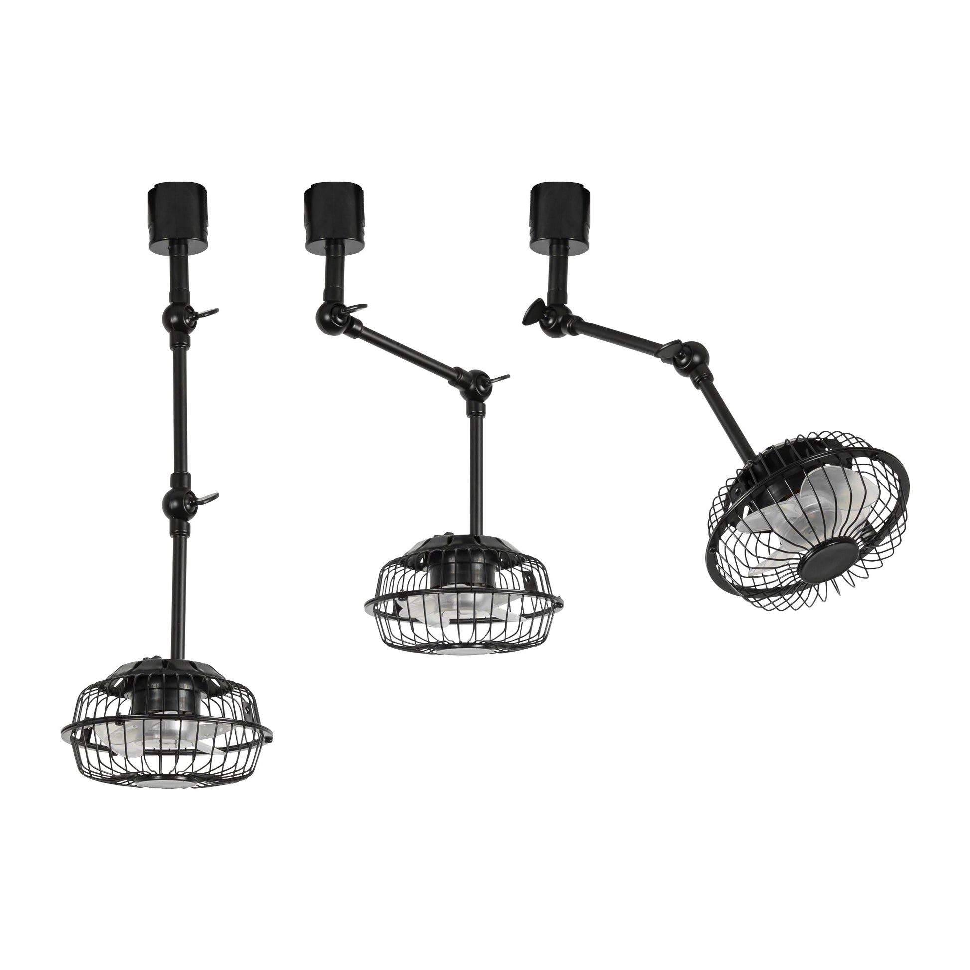 H Track Mounted Ceiling Black Fan Adjustable Angle 16.1 Inches Height For Home Indoors Plants Growing